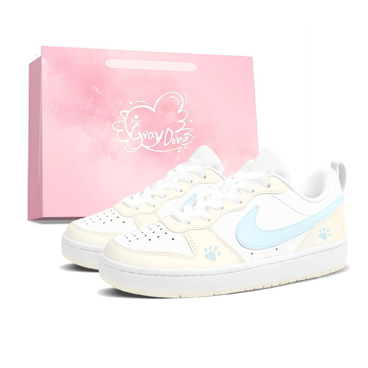 Nike Nike Court Borough Skateboard Shoes Women's Low Top Beige Blue