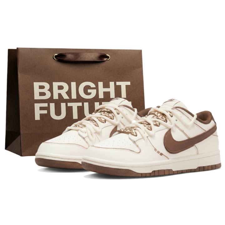 Nike Nike Dunk Skateboard Shoes Unisex Low Top White Brown