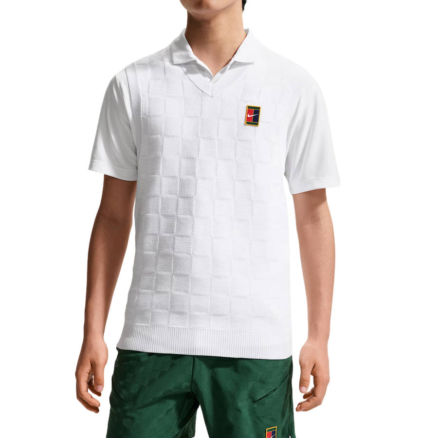 Nike Nike Court Slam Tennis Tops Men's White Lapel Moderate