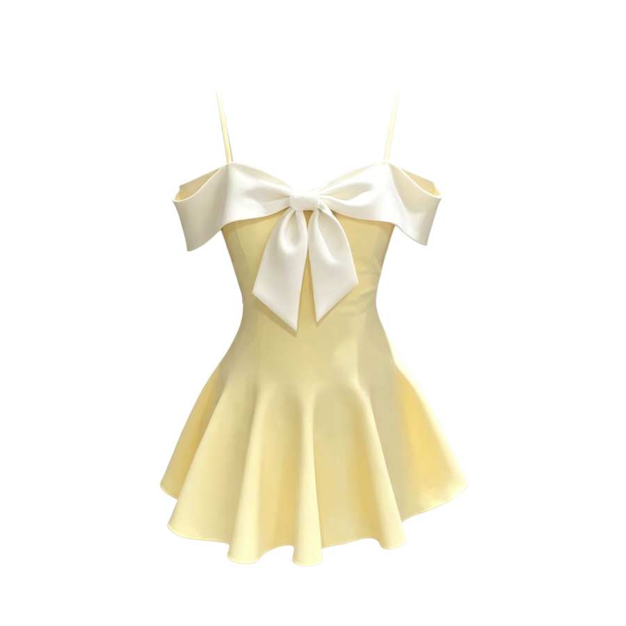 Sugarfunk Slip Dresses Women's Yellow Thin Short Skirt A Line Skirt