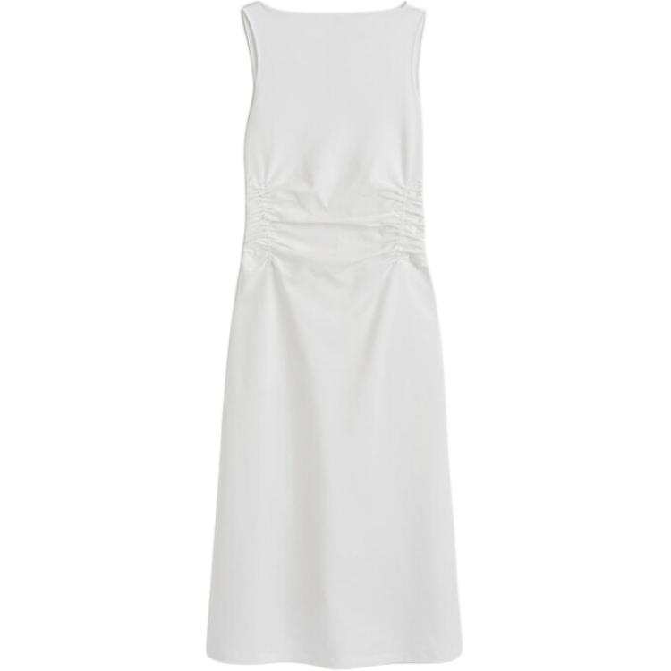 COS Sleeveless Dresses Women's White Crew Neck Moderate Midi Skirt