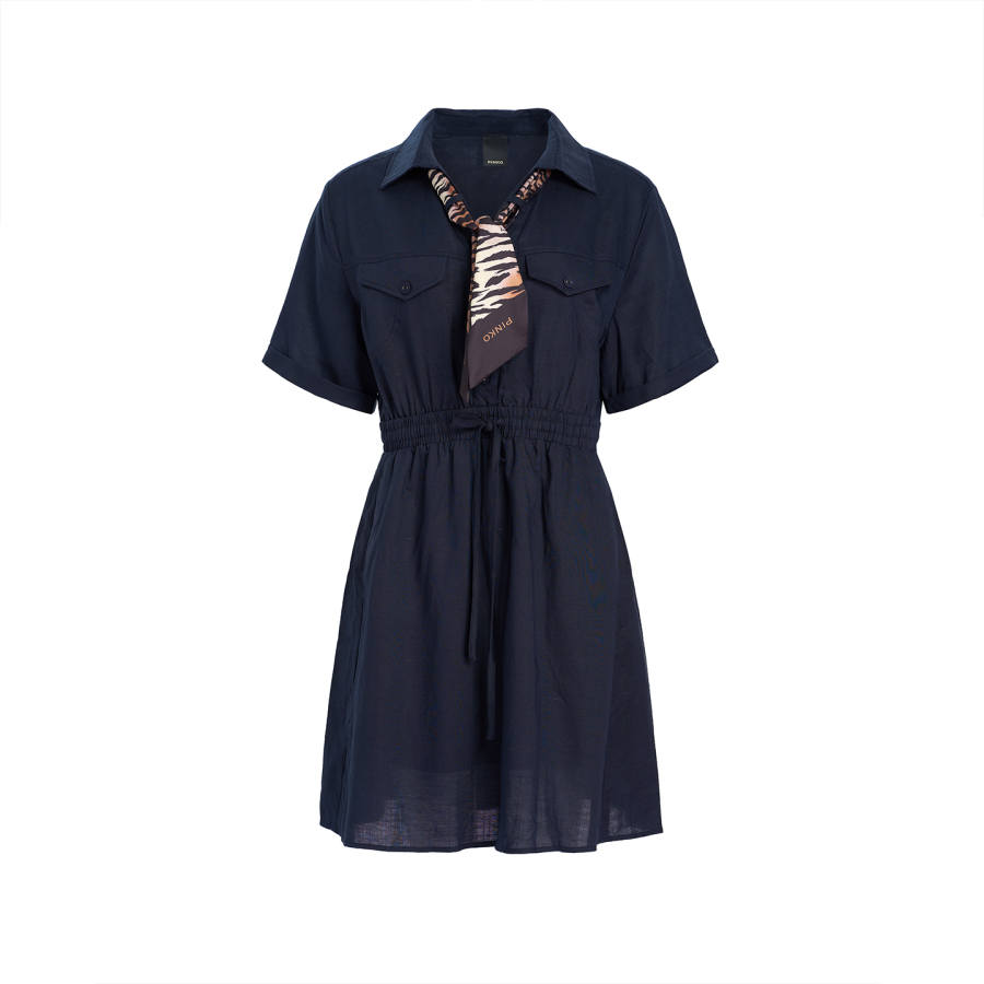 PINKO Short Sleeved Dresses Women's Lapel Thin Midi Dress