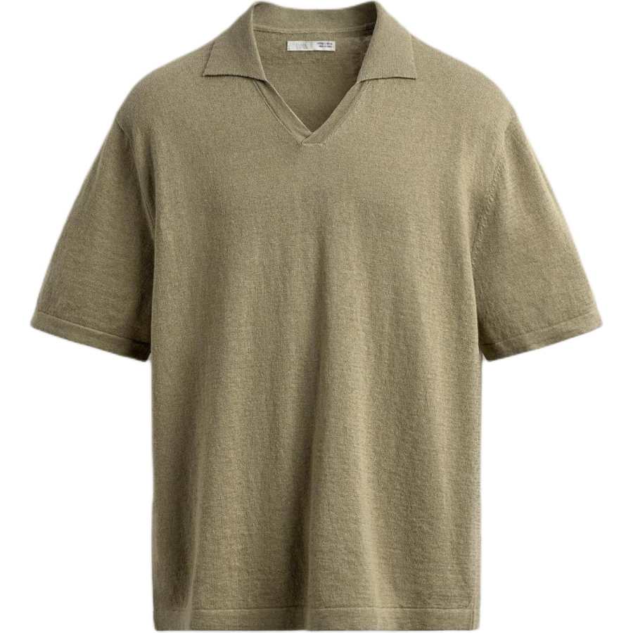ZARA Polo Shirts Men's Moss Green Lapel Moderate