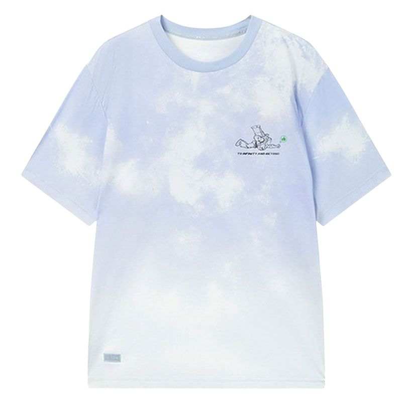 Li-Ning Li Ning T Shirts Men's Blue Crew Neck Moderate Straight Fit