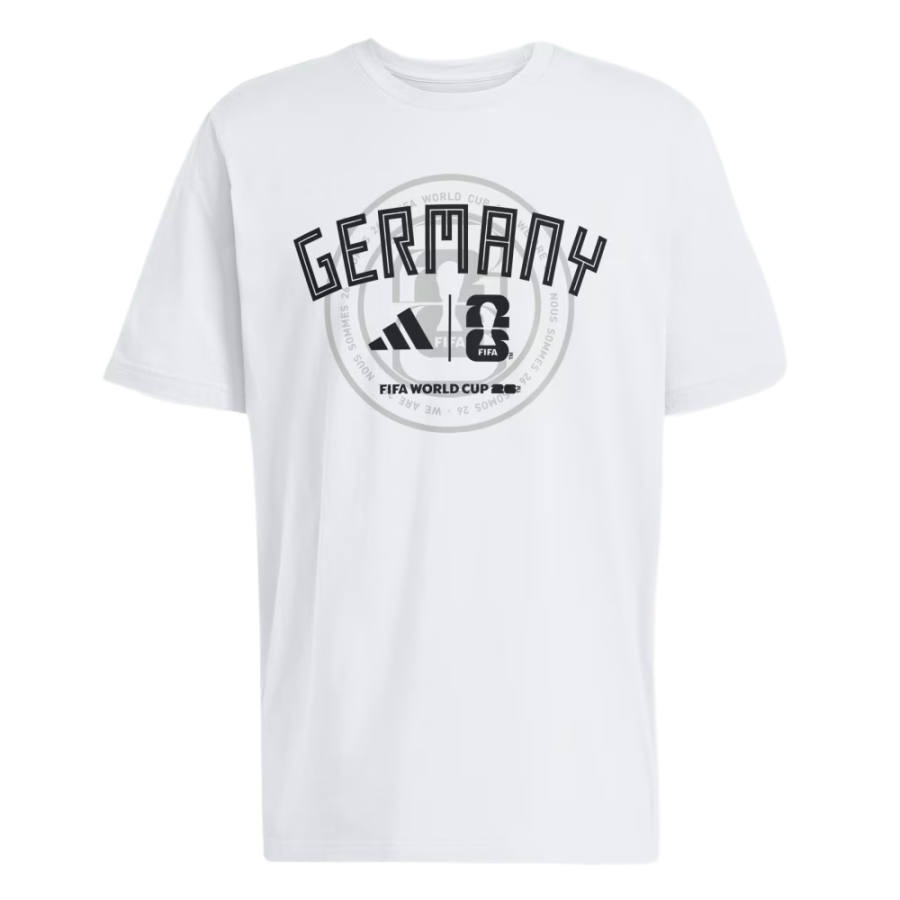 Adidas Adidas T Shirts Men's White/Soccr Ger 61g Crew Neck Moderate