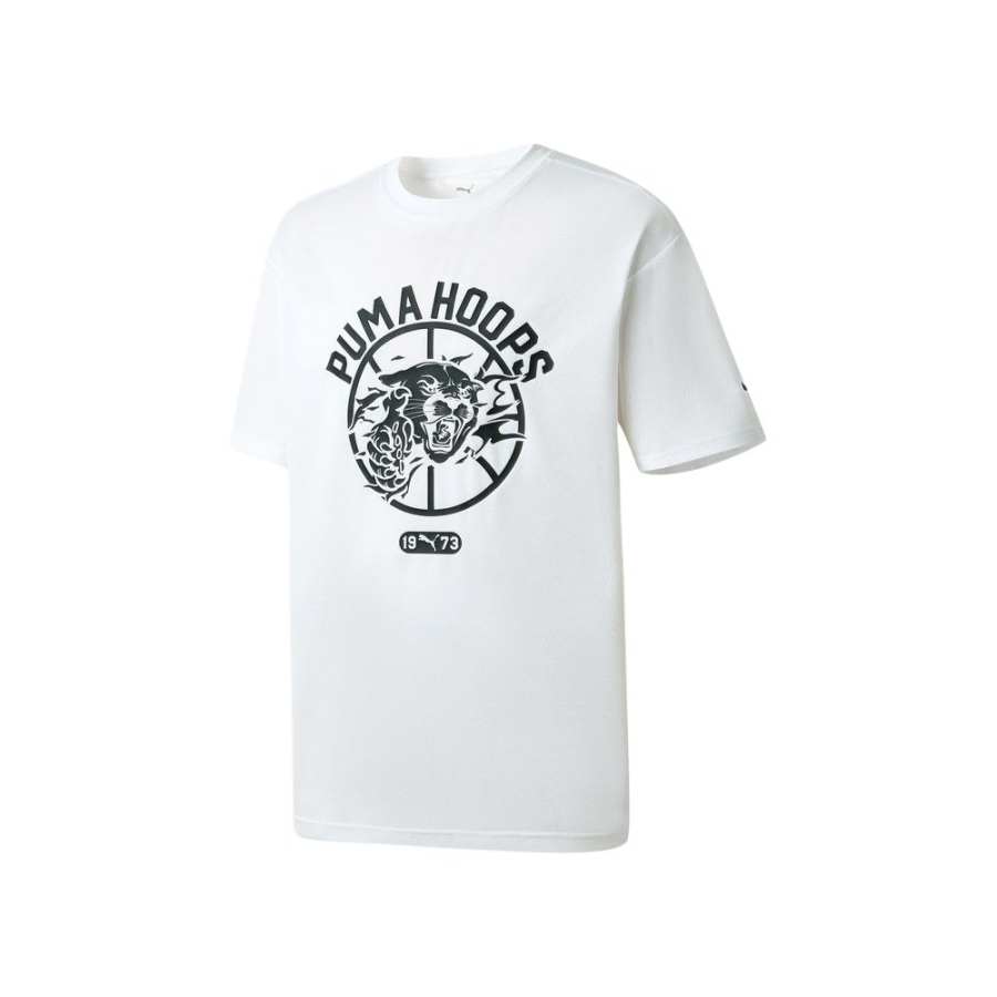 PUMA Basketball Collection T Shirts Men's White Crew Neck Moderate