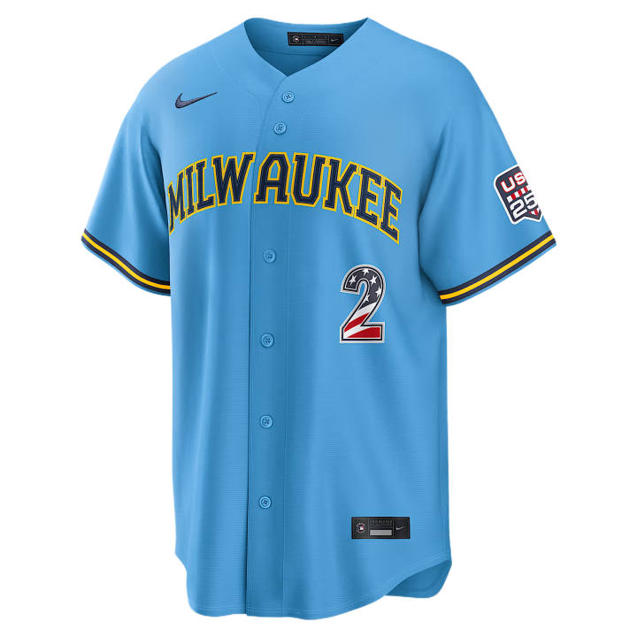 Nike Nike X MLB Baseball Jerseys Men's Light Blue V Neck Moderate