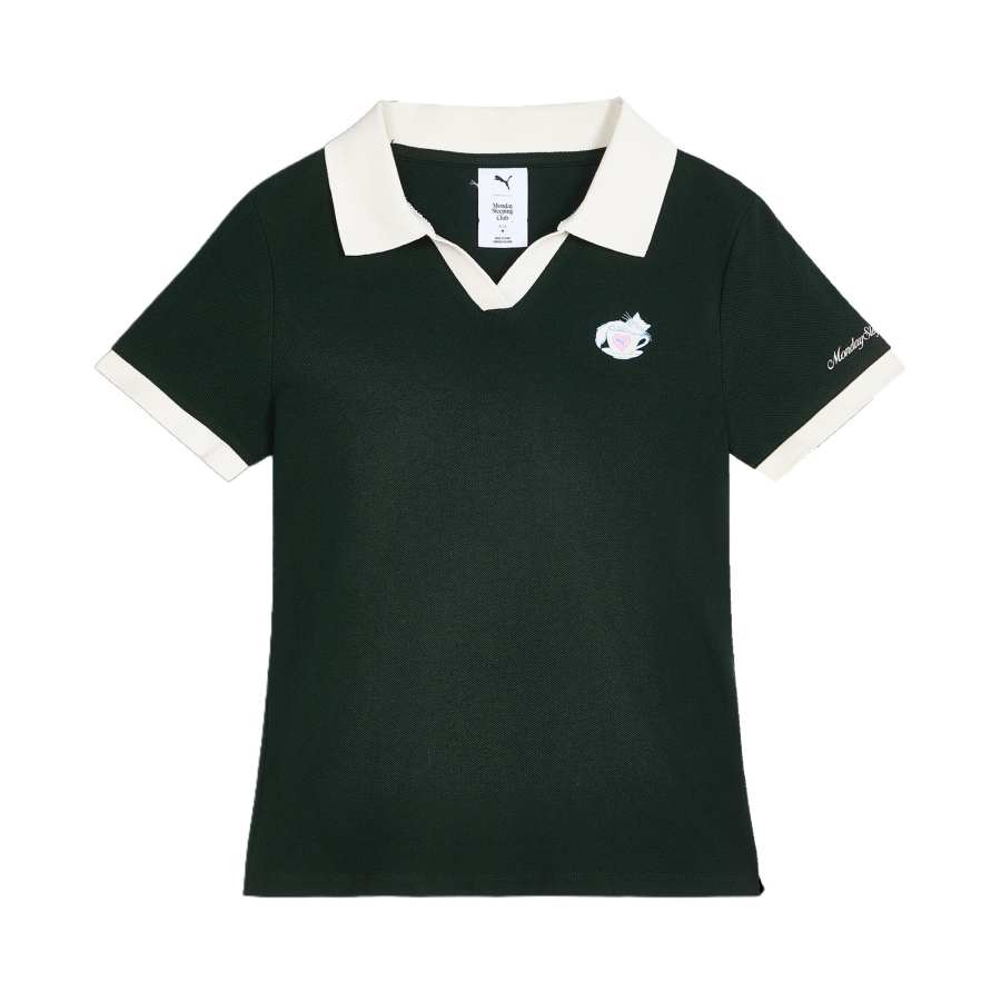 PUMA X MONDAY SLEEPING CLUB Polo Shirts Unisex Dark Green Lapel Moderate