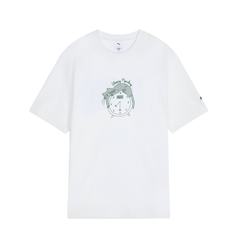 PUMA X MONDAY SLEEPING CLUB T Shirts Unisex White Crew Neck