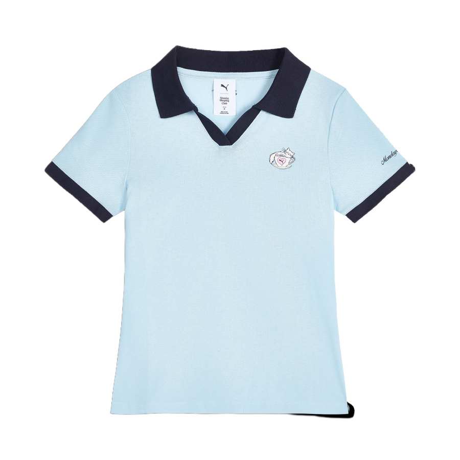 PUMA X MONDAY SLEEPING CLUB Polo Shirts Unisex Silver Gray Lapel Moderate