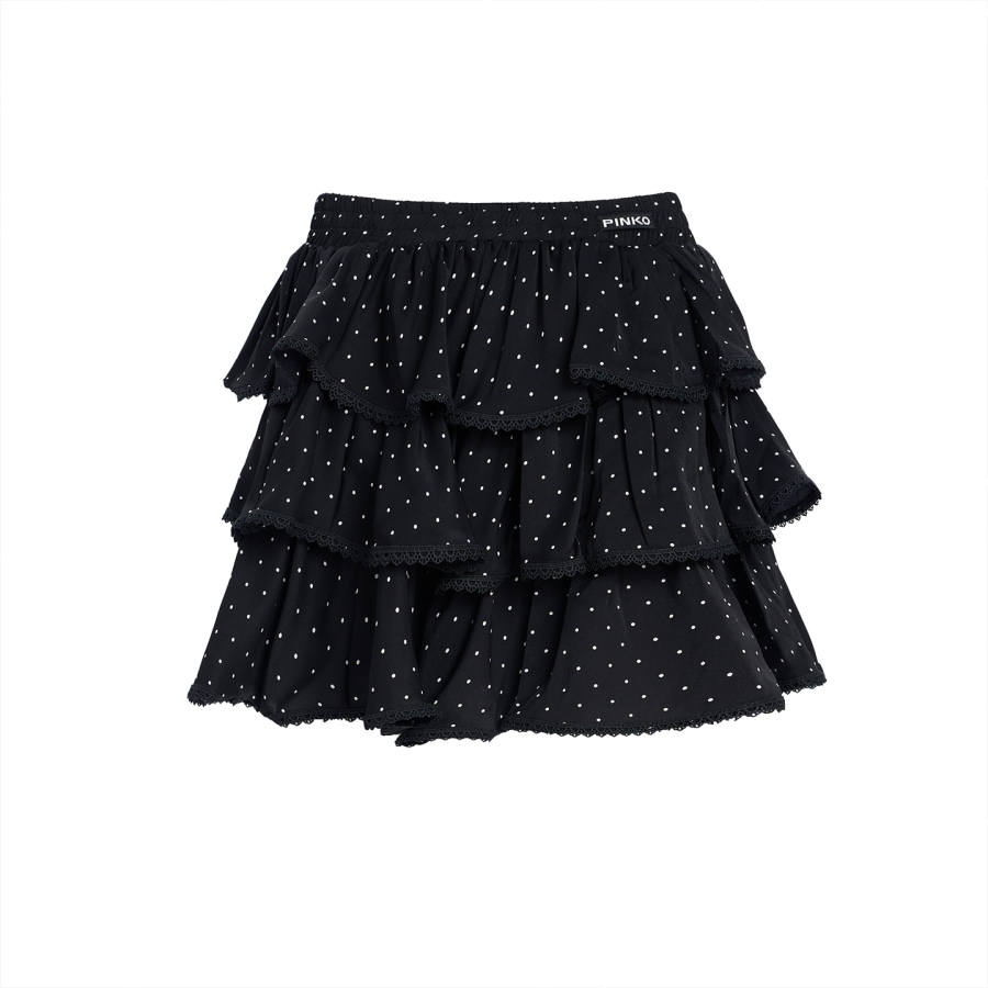 PINKO Casual Short Skirts Women's White Dot Thin Short Skirt Tiered Skirt