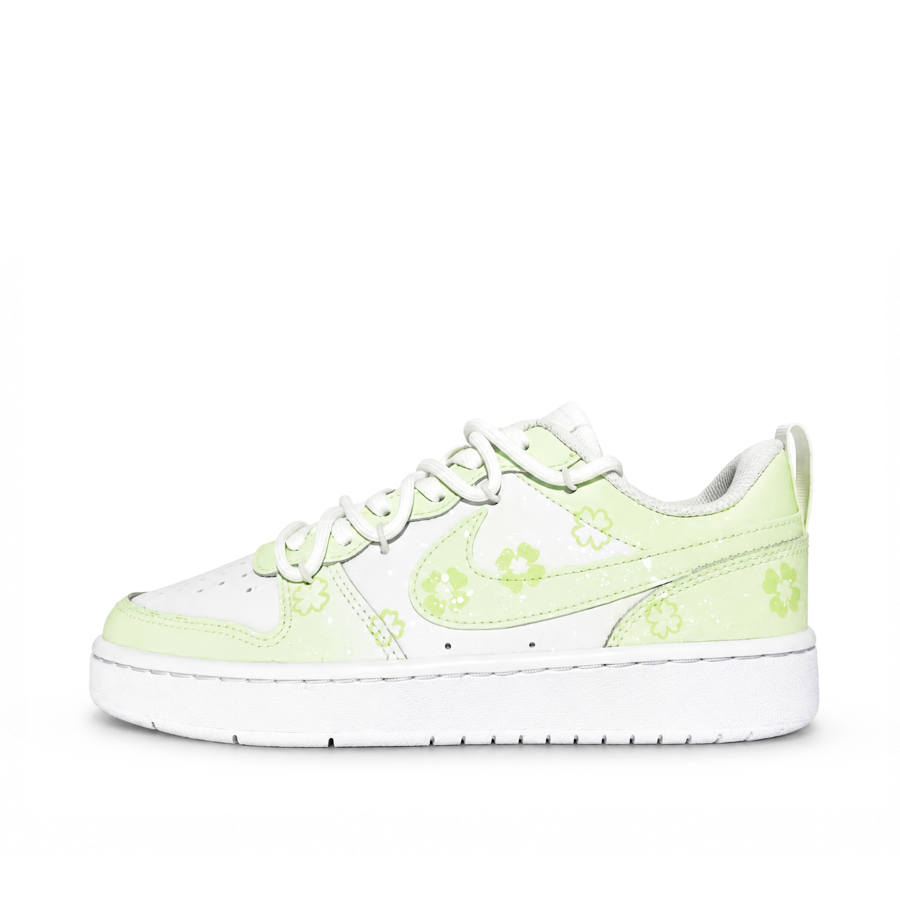 Nike Nike Court Borough Lime Four Leaf Leather Cushioning Abrasion Resistant Breathable Low top Kids' Skateboarding Shoes