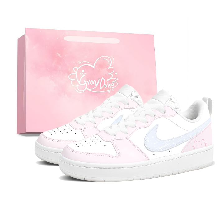 Nike Nike Court Borough Skateboard Shoes Women's Low Top Pink Blue