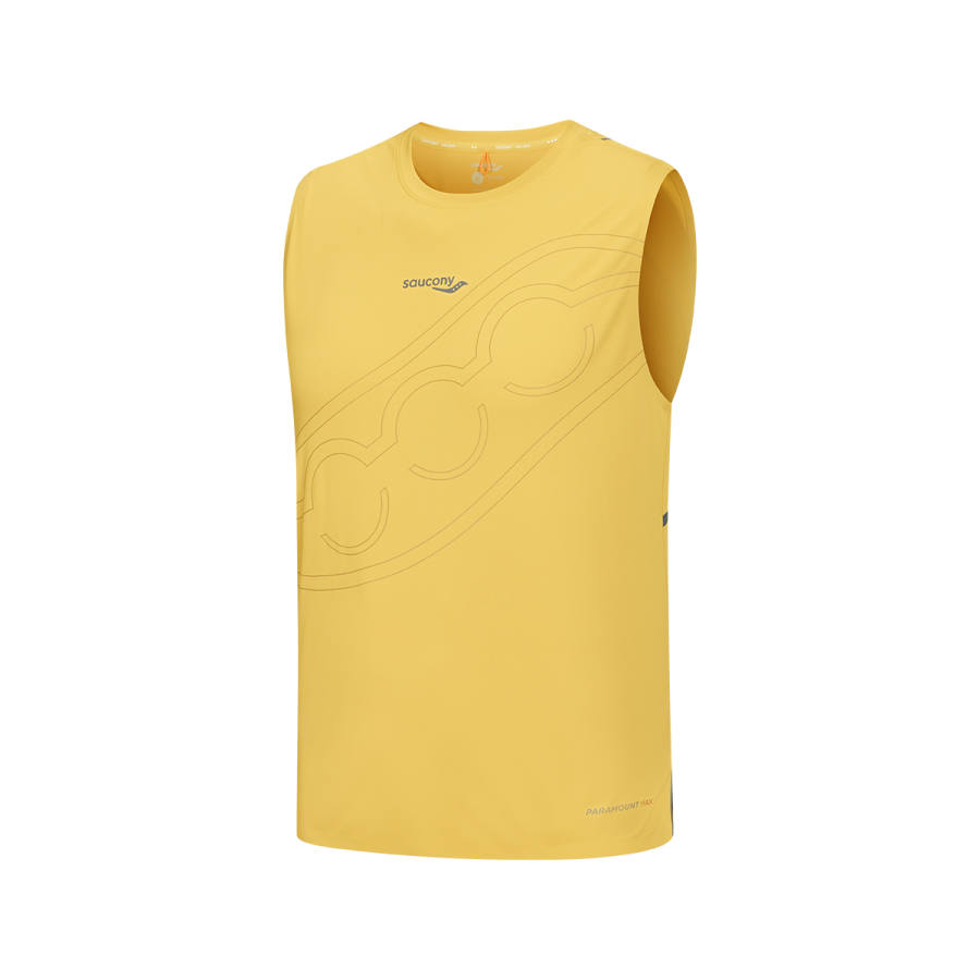 Saucony Tank Tops Men's Sand Gold Crew Neck Moderate Other