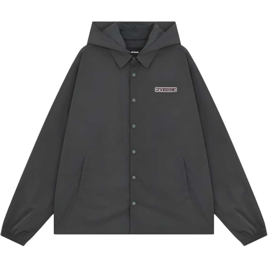 WE11DONE Jackets Unisex Charcoal Gray Hooded Non Detachable Moderate A Line