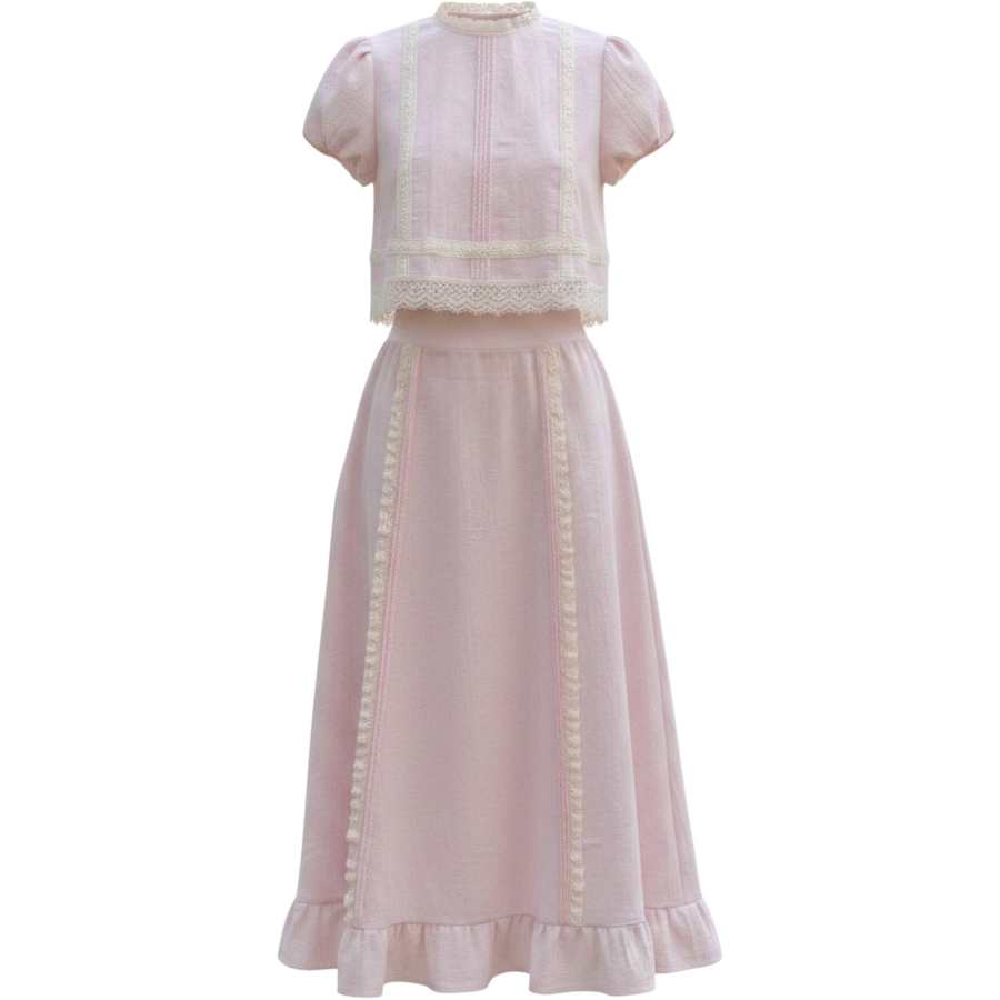 CHARM GLOW Two Piece Skirt Sets Women's Stand Collar Thin Long Skirt