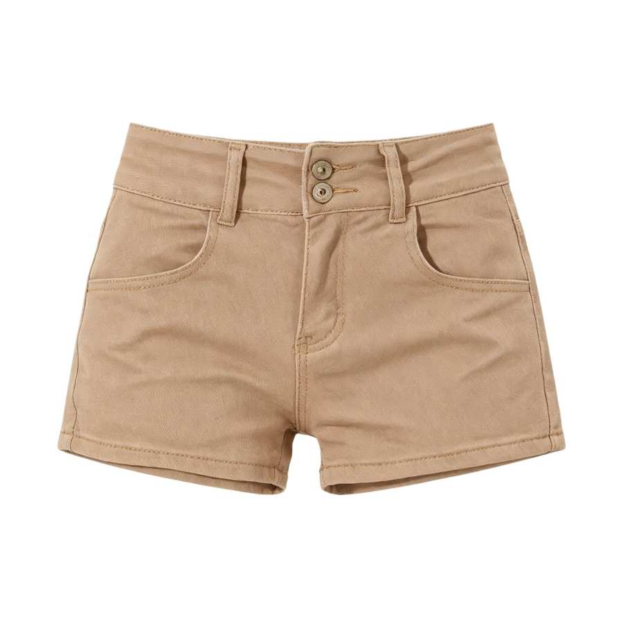 Sugarfunk Denim Shorts Women's Khaki Moderate Straight Fit Pants