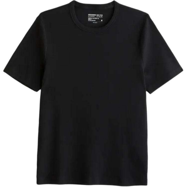 Abercrombie&Fitch T Shirts Men's Black Crew Neck Straight Fit