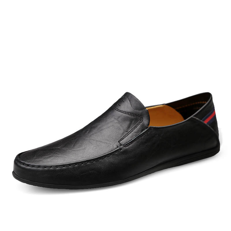 PEHL Casual Leather Shoes Men's Low Top Black