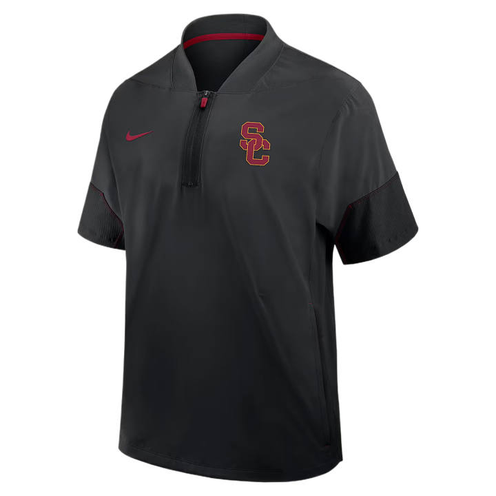 Nike Nike College T Shirts Men's Black/Dark Red Baseball Collar Moderate