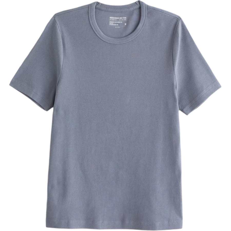 Abercrombie&Fitch T Shirts Men's Blue Gray Crew Neck Straight Fit