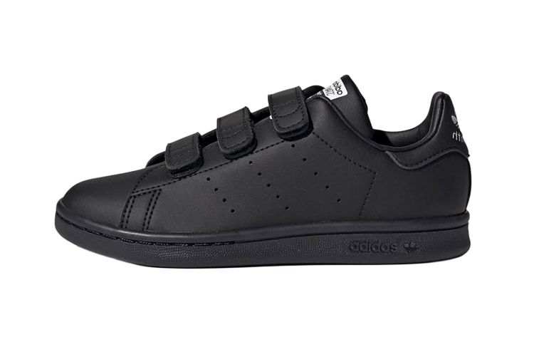 Adidas Originals Stan Smith Breathable Low top Kids' Skateboarding Shoes Black Children Aged 3 7 Years Old