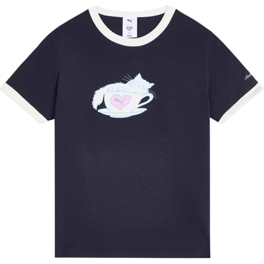 PUMA X MONDAY SLEEPING CLUB T Shirts Women's Navy Blue Crew Neck