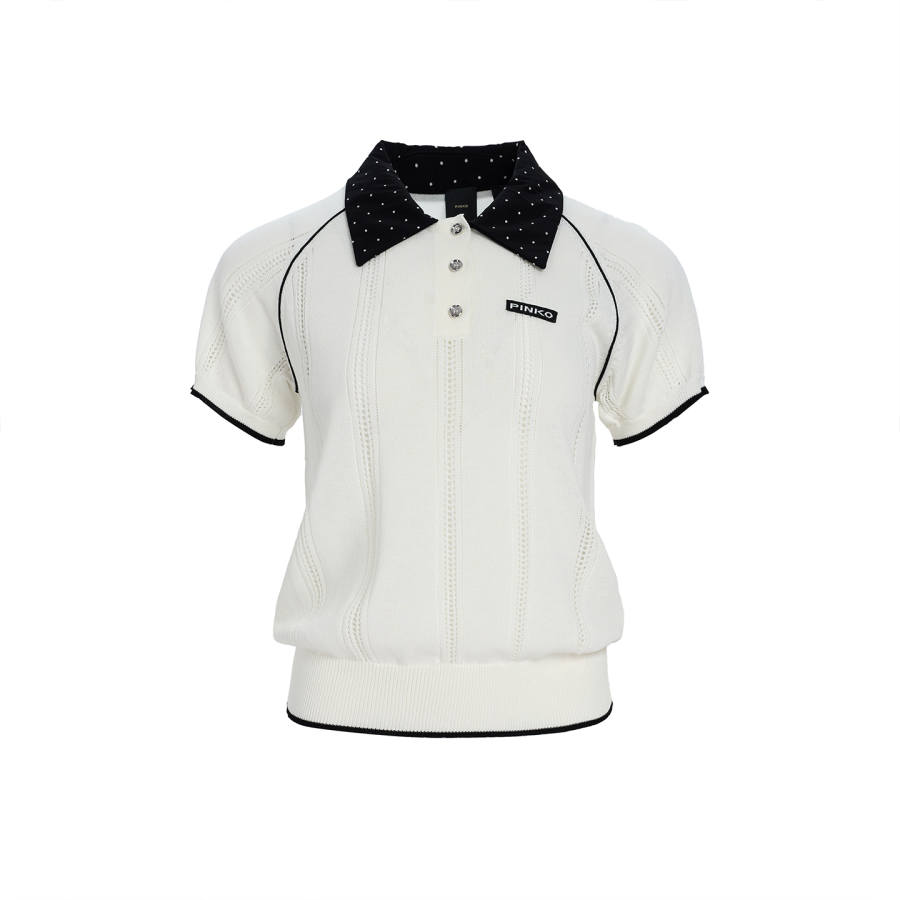 PINKO Polo Shirts Women's White Lapel Thin Nipped In Waist