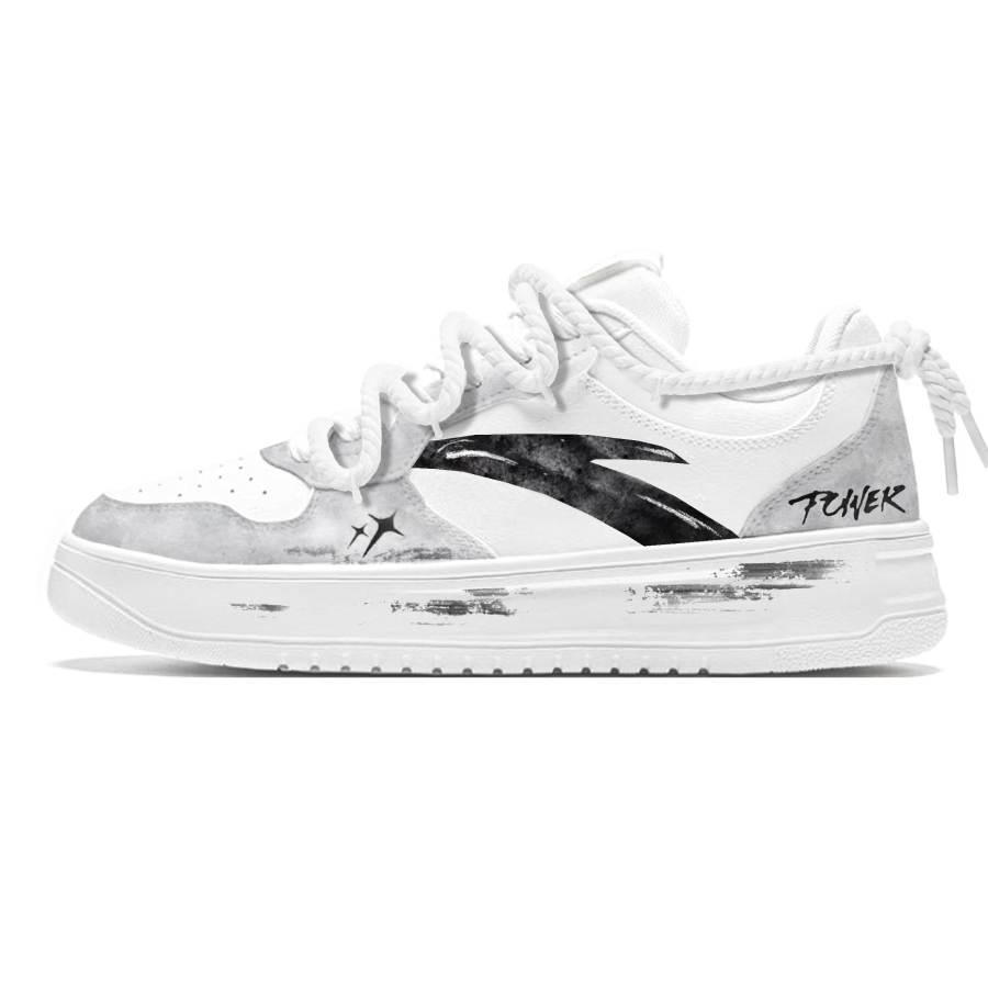 ANTA Easy Skateboard Shoes Unisex Low Top Silver/White