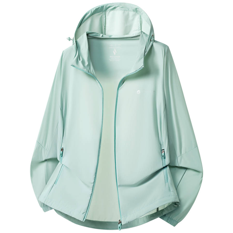 Skechers Sun Protection Clothing Women's Sky Blue Hooded Non Detachable Thin Straight Fit