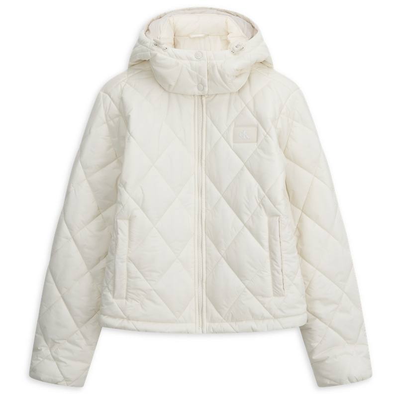 Calvin Klein Puffer Jackets Women's YAS Ivory Hooded Non Detachable Moderate