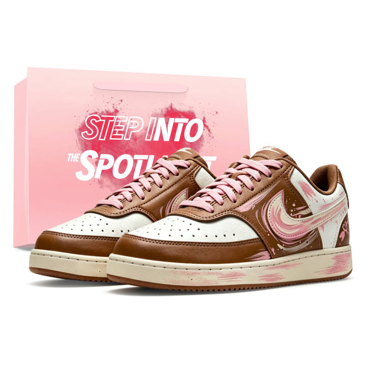 Nike Nike Court Vision Skateboard Shoes Women's Low Top Umber/Pink