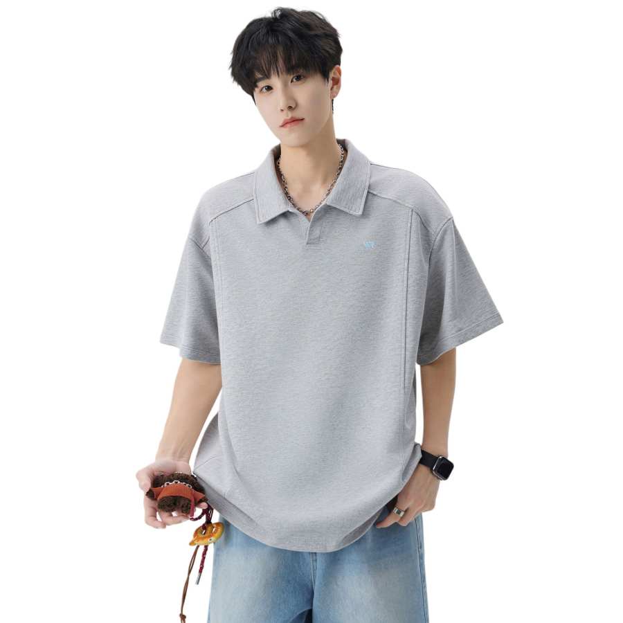 WARRIOR WARRIOR Polo Shirts Unisex Henry Collar Thin Straight Fit