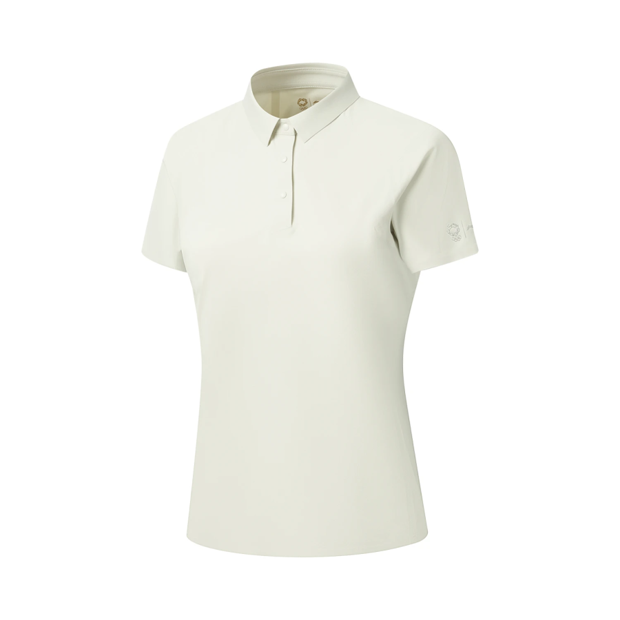Li-Ning Li Ning Gold Logo | Polo Shirts Women's White Birch Gray Polo Collar Moderate Straight Fit