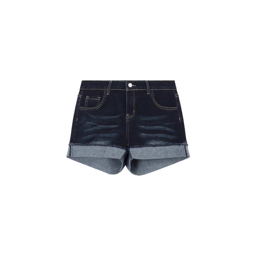 Sugarfunk Denim Shorts Women's Dark Denim Black Thin Straight Fit Pants