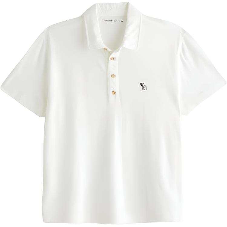 Abercrombie&Fitch Polo Shirts Men's White Lapel Moderate Straight Fit