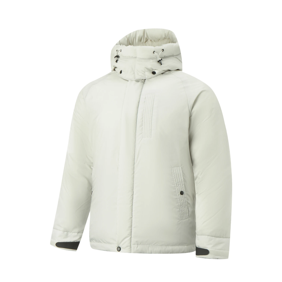Li-Ning Li Ning Sports Life Collection Down Jackets Men's White Birch Gray Hooded Non Detachable Moderate Straight Fit
