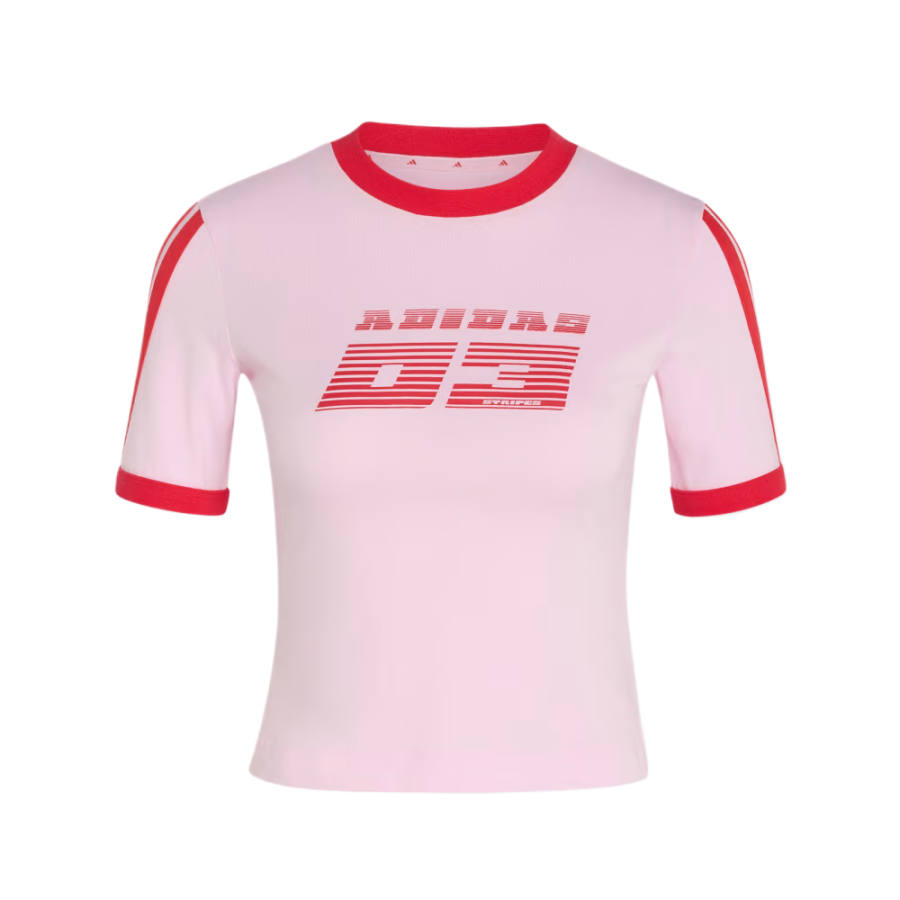 Adidas Adidas Sportswear T Shirts Women's Transparent Powder/Pure Gemstone Red Crew Neck Moderate