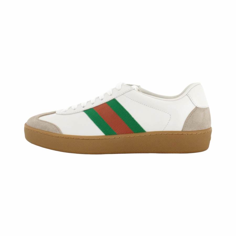 GUCCI G74 Leather, Suede Low top Skateboard Shoes Women's White Gray