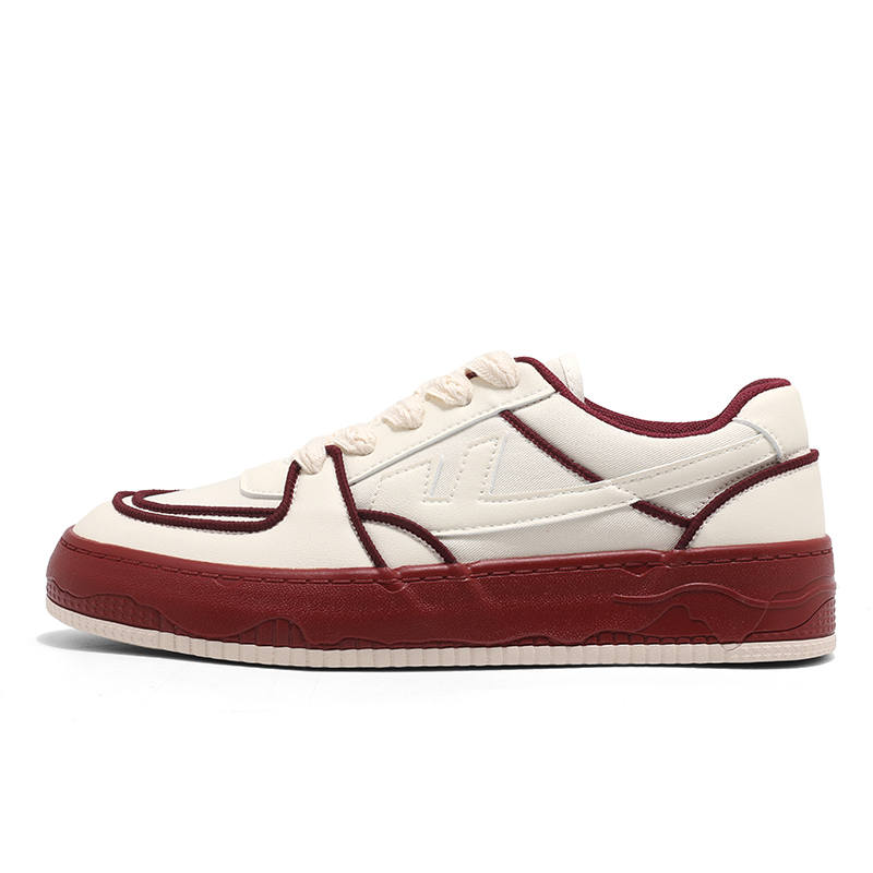WARRIOR Skateboard Shoes Women's Low Top Beige Burgundy
