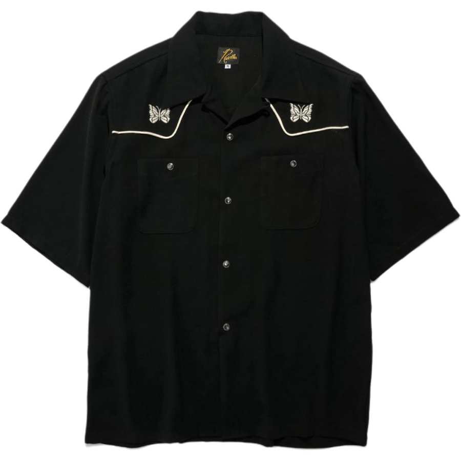 Needles Needles X STUDIOUS Shirts Unisex Black Lapel Moderate Straight Fit
