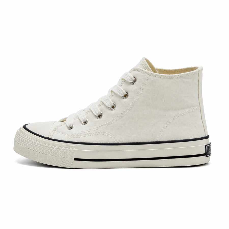 La Chapelle Abrasion Resistant High top Canvas Shoes Women's Beige