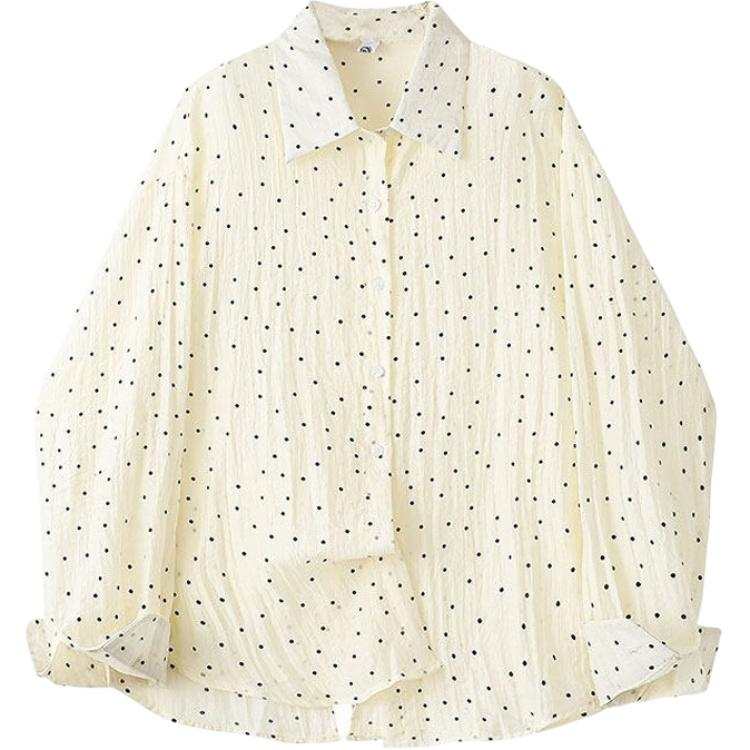 CHARM GLOW Shirts Women's Polka Dot Shirt Polo Collar Moderate