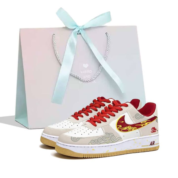 Nike Nike Air Force 1 Skateboard Shoes Unisex Low Top Gold, Red