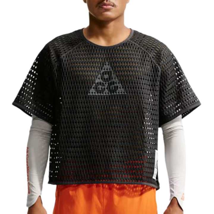 Nike Nike ACG Running T Shirts Men's Charcoal Gray/Cool Gray Crew Neck Moderate