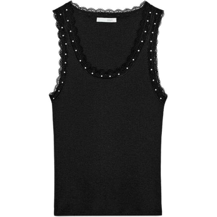 ZARA Tank Tops Women's Black Straight Fit