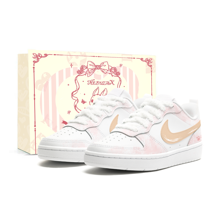 Nike Nike Court Borough Skateboard Shoes Women's Low Top Pink/Orange/White