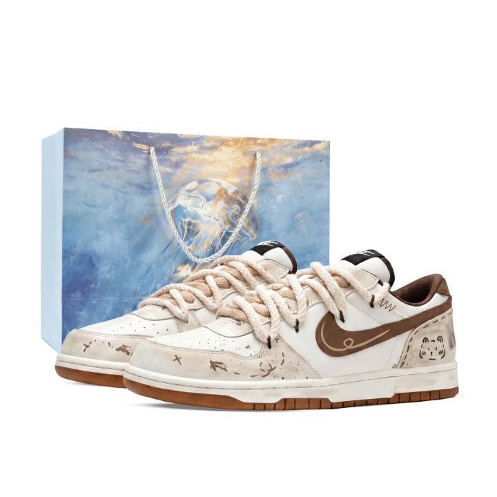 Nike Nike Big Skateboard Shoes Unisex Low Top White/Brown
