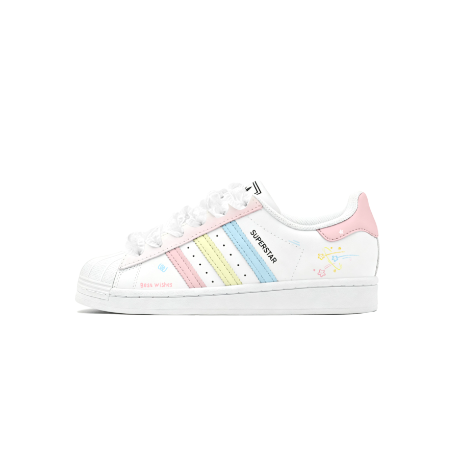 Adidas Originals SUPERSTAR Basketball Shoes Women's Low Top White & Macaron Multicolor