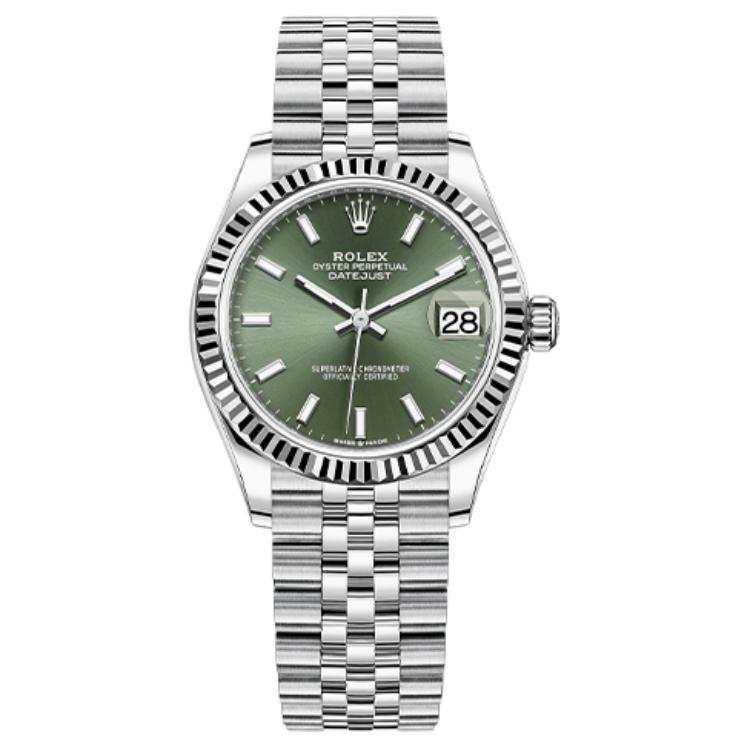 ROLEX Diamond Bezel Datejust Collection Automatic Mechanical Movement Women's Watch 31mm Green Dial